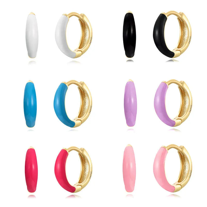 Epoxy resin oval curved earrings in geometric U-shape design with seven colour options