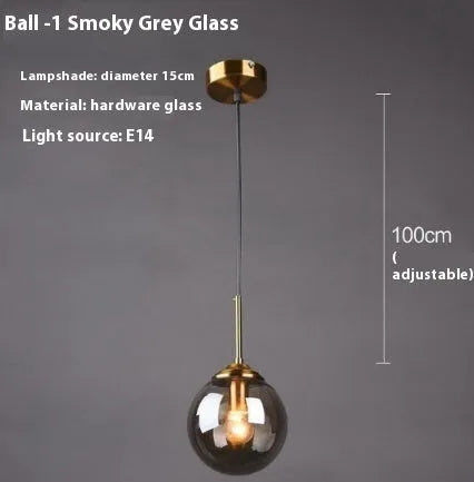 Modern round glass ball chandelier with spherical elements in Nordic style for living room or dining room