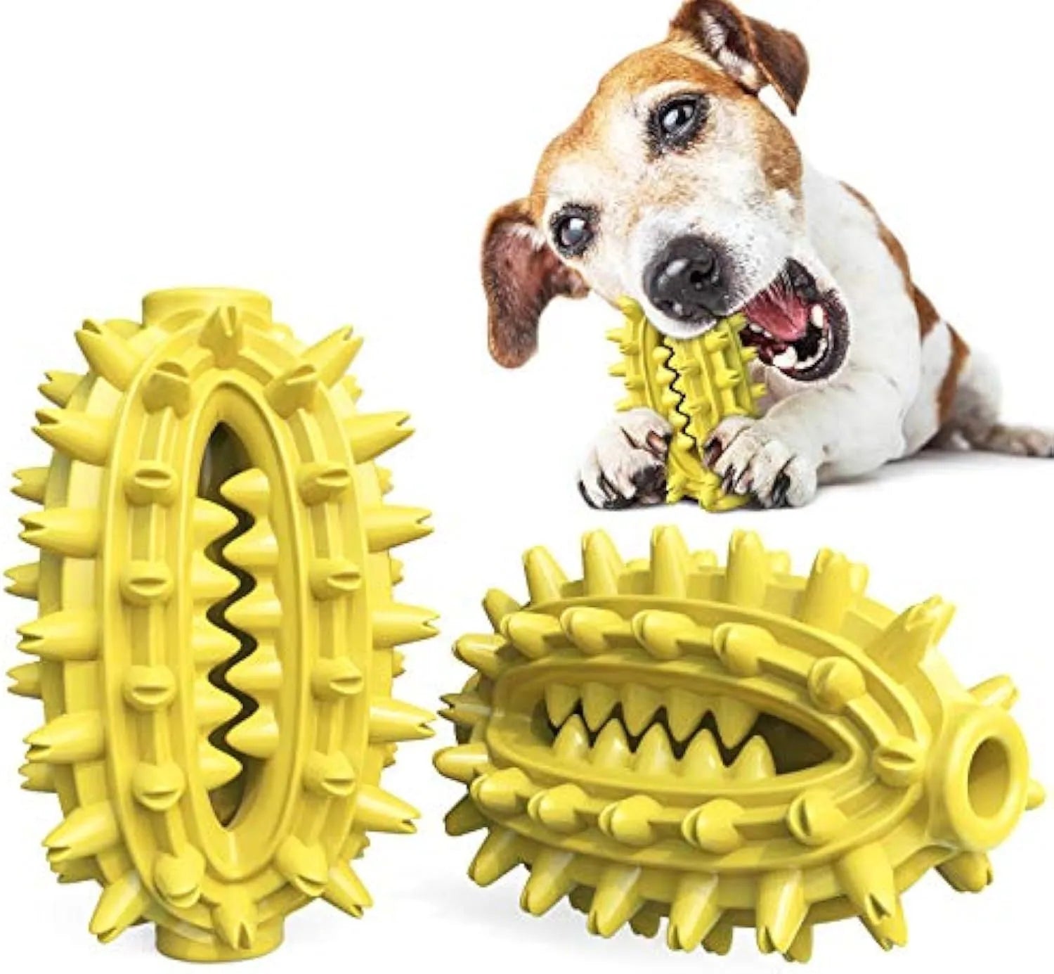 Green cactus-shaped dog toothbrush toy for medium to large breed aggressive chewers