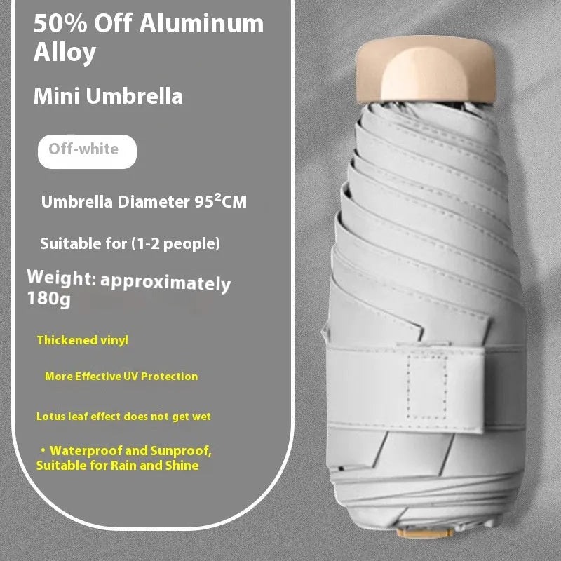 Compact 5-fold gradient vinyl sun umbrella with alloy frame in multiple colour options