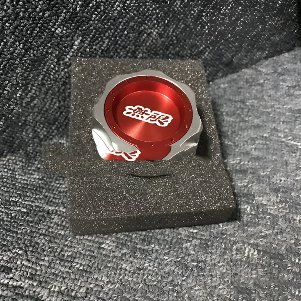 Aluminium alloy oil filter cap for Honda in six colour options: red, blue, silver, black, purple, gold.