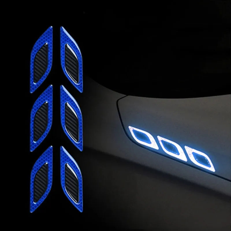Blue and yellow reflective resin bumper strips for car wheel application measuring 17mm wide