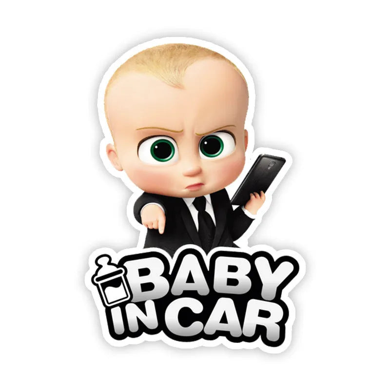 Baby on board reflective car bumper sticker with PET material in ten different baby designs