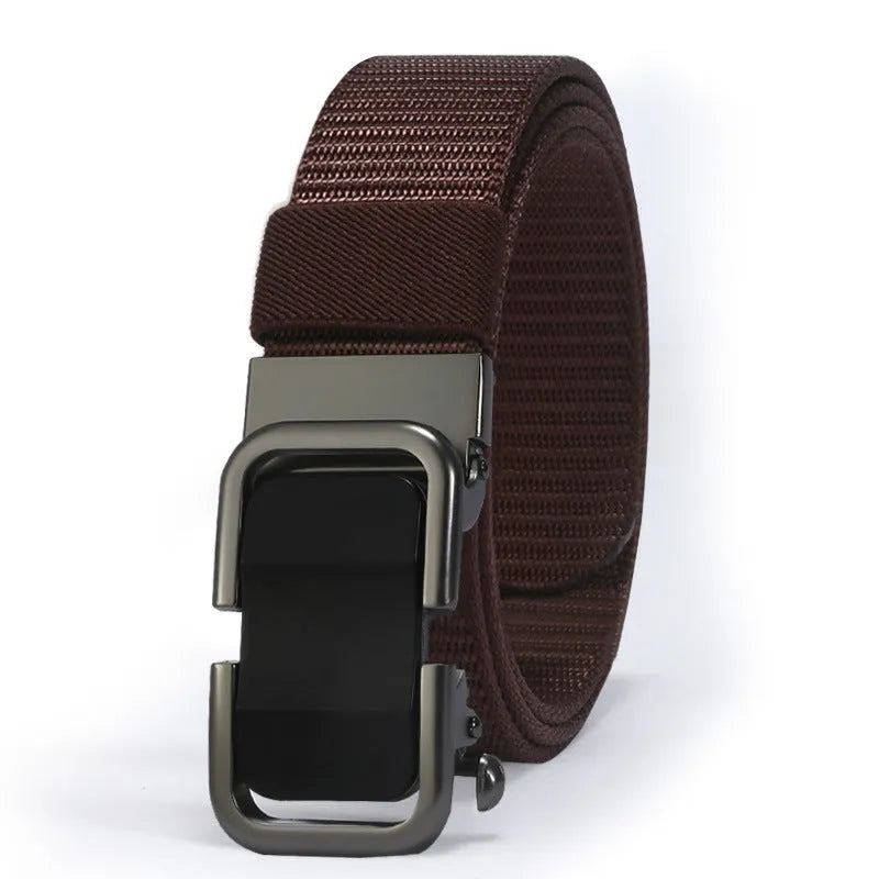Toothless nylon canvas men's belt with alloy buckle in multiple colour options