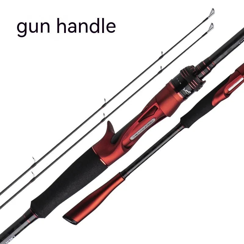 Carbon ultralight fishing rod showing straight handle and pikestaff handle options, lengths 2.1m and 2.4m.