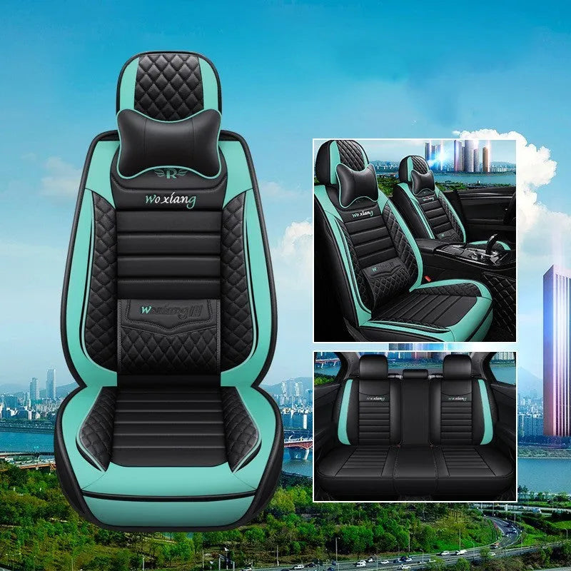 Leather car seat cushion with high elastic sponge filler in universal 65x55cm size
