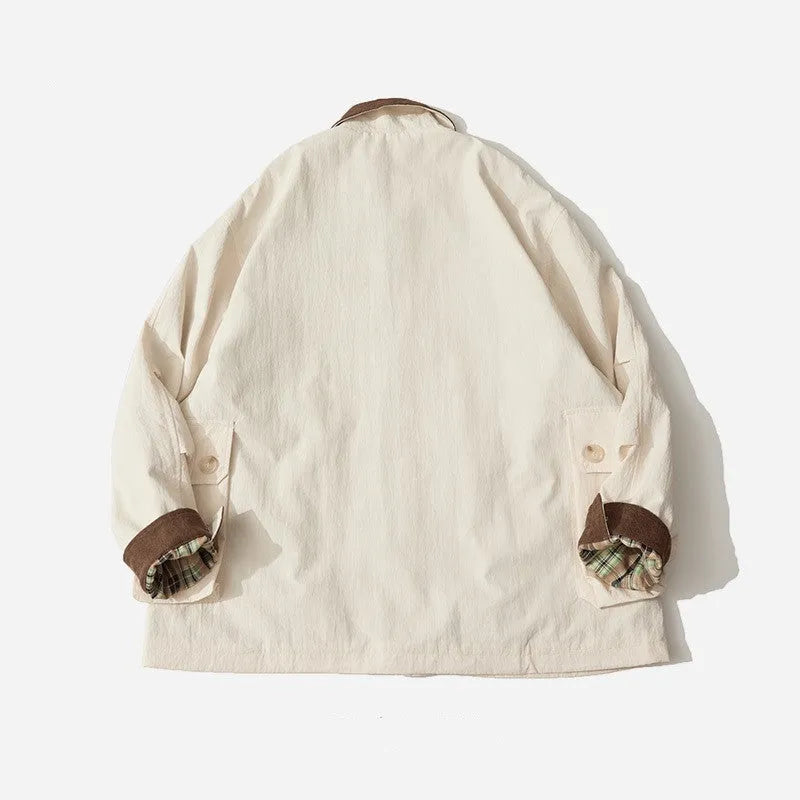 Green solid colour casual polyester jacket with side seam pockets