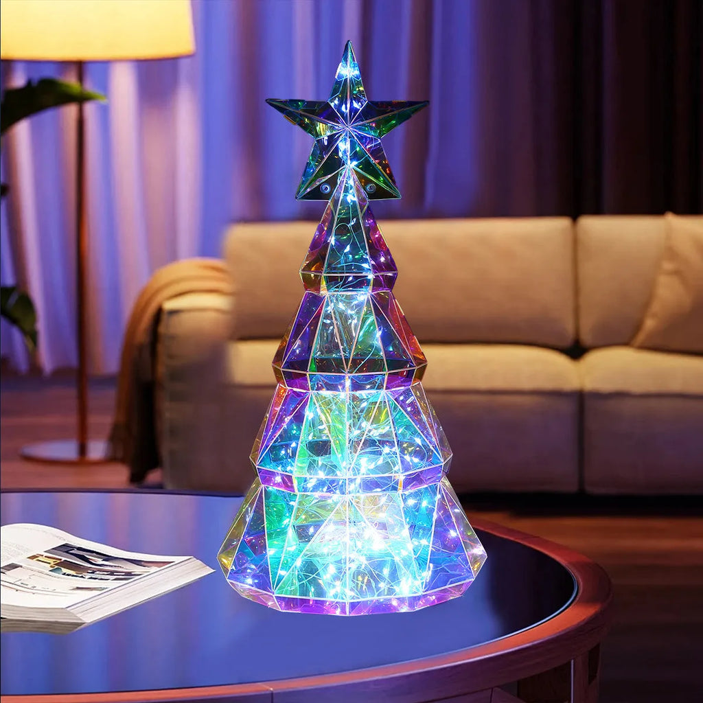 Colourful Christmas tree luminous decoration with cartoon styling measuring 20cm high