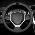 Black two-colour line universal leather steering wheel cover for Suzuki cars with a 38cm diameter
