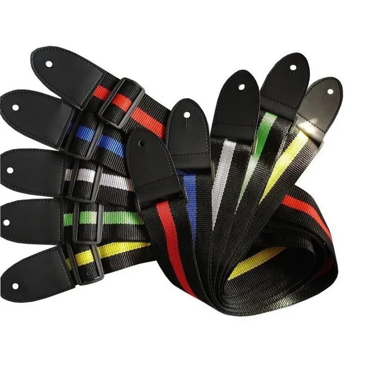 Universal woven crossbody instrument strap for guitar, bass, and ukulele in multiple colour options