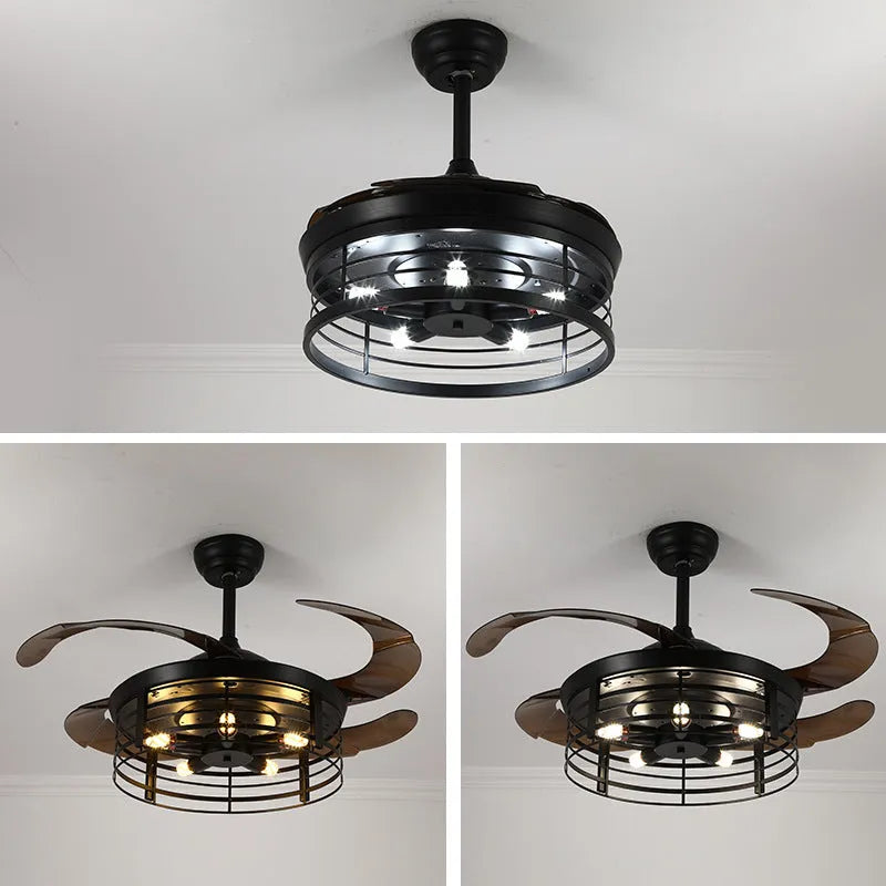42-inch industrial ceiling fan light with American retro style and acrylic construction