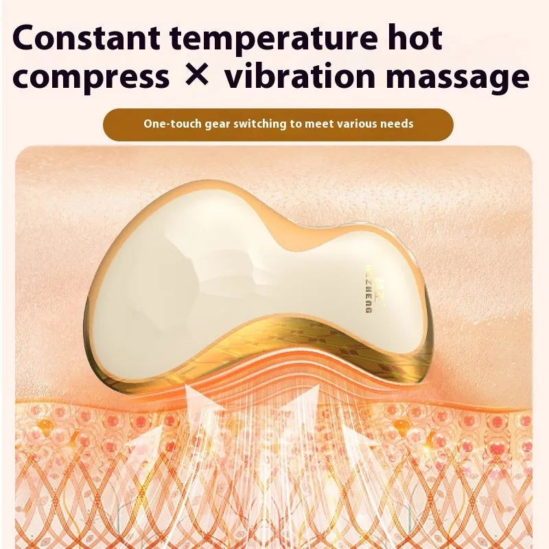 Electric scraping plate with USB charging cable, golden yellow metal finish, for skin meridian therapy