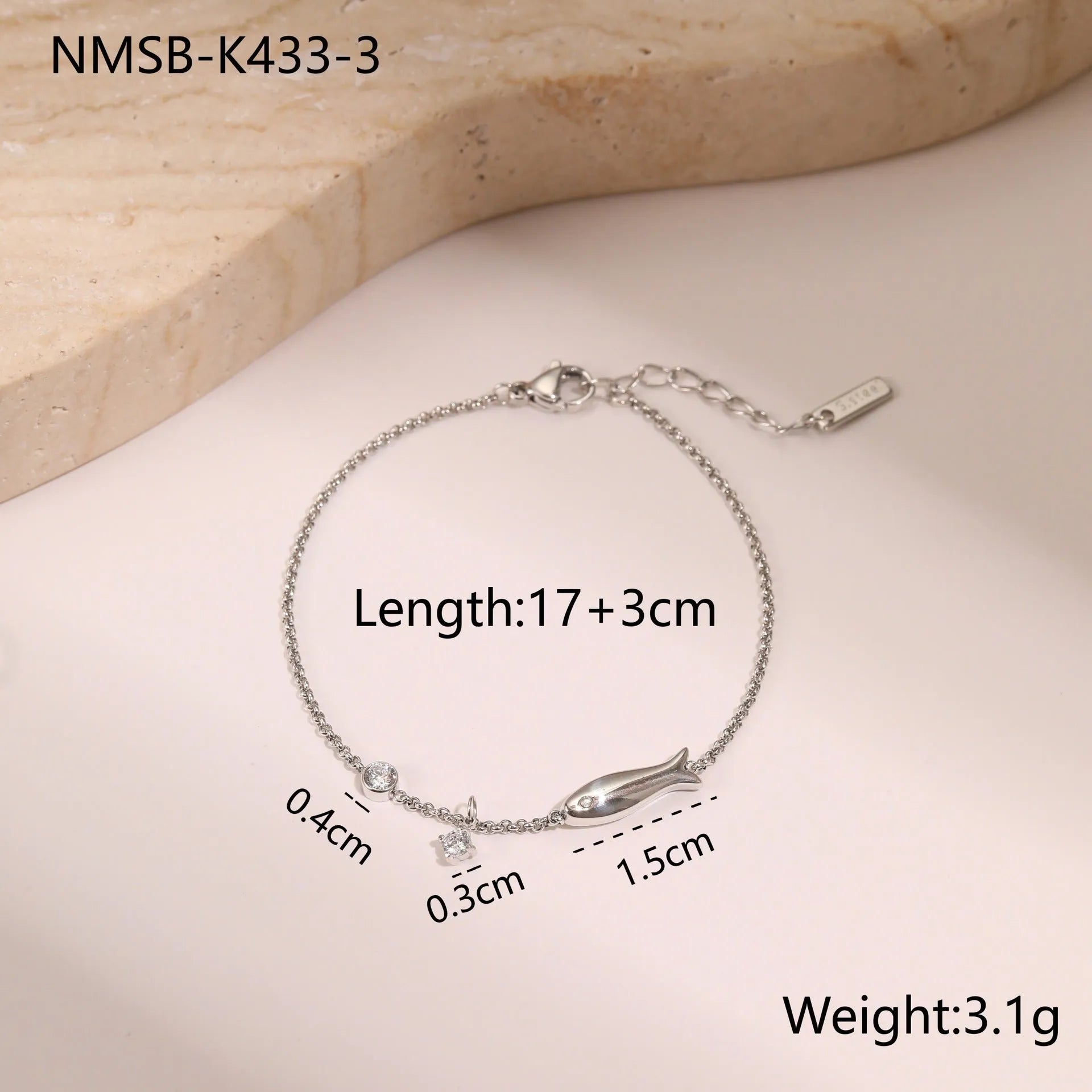 Ins Titanium Steel women's bracelet with 18K gold plating and geometric star zircon pendant