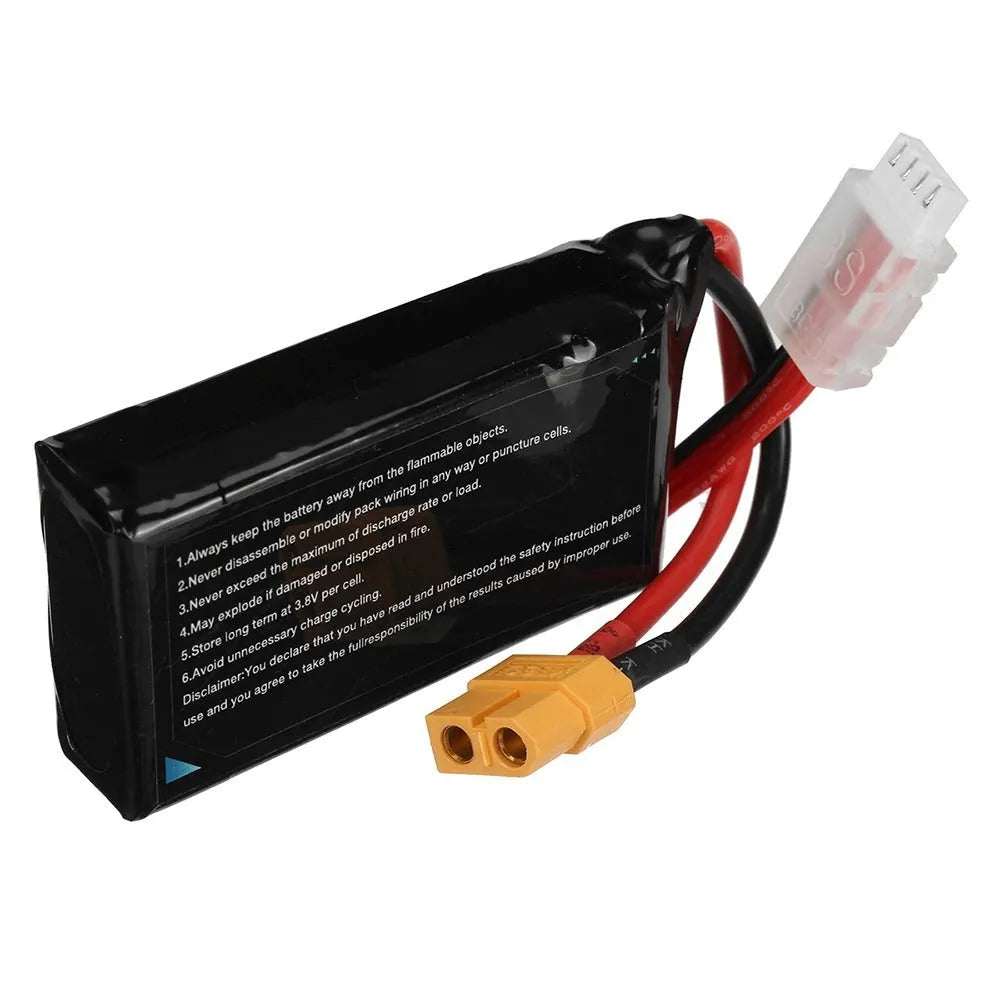 7.4V 1200mAh RC lithium battery showing 15x36x70mm dimensions for model vehicles
