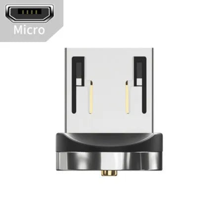 Essager black magnetic USB charging cable with rotating head and blue LED light on a white background.