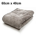 Microfiber car wash towel shown in three size options: 75x35cm, 60x40cm and 100x40cm