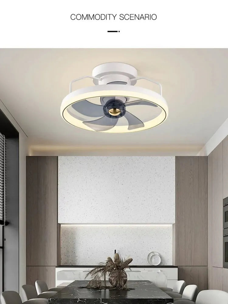 Overhead ceiling fan lamp with light featuring 500mm blades and acrylic lampshade in seven colour options