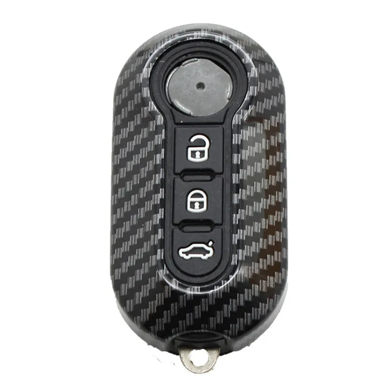 Fiat car key shell case in carbon fibre black red dark blue for 500 Boyue models