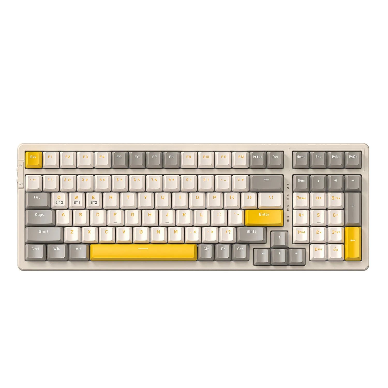 Free Wolf K96 wireless dual-mode mechanical keyboard in blueberry red switch version on a desk