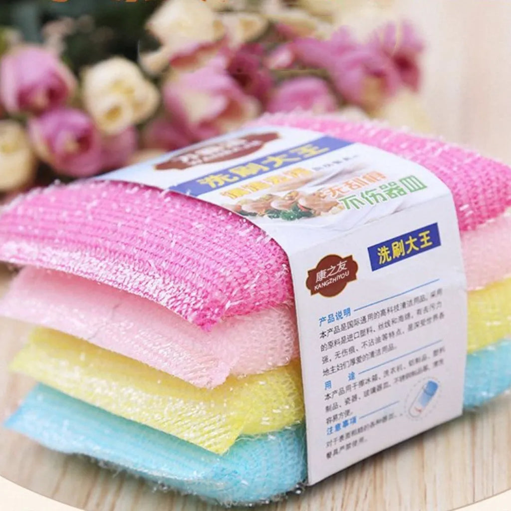 Pinstripe fabric dishwashing sponge mop in macaron colours for wet and dry kitchen cleaning