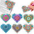 Six handmade PU leather bookmarks with crystal flower decorations in modern frameless design