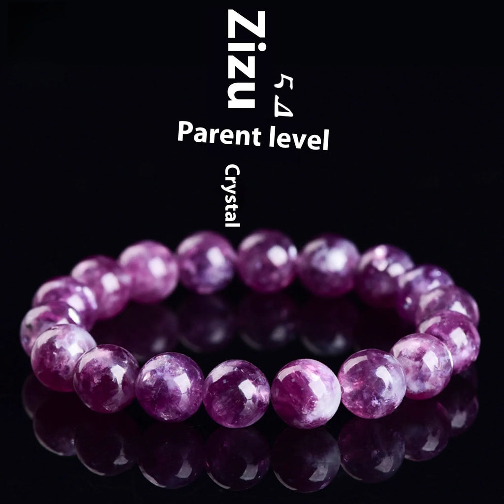 Korean style purple crystal bracelet with polished geometry beads on wrist