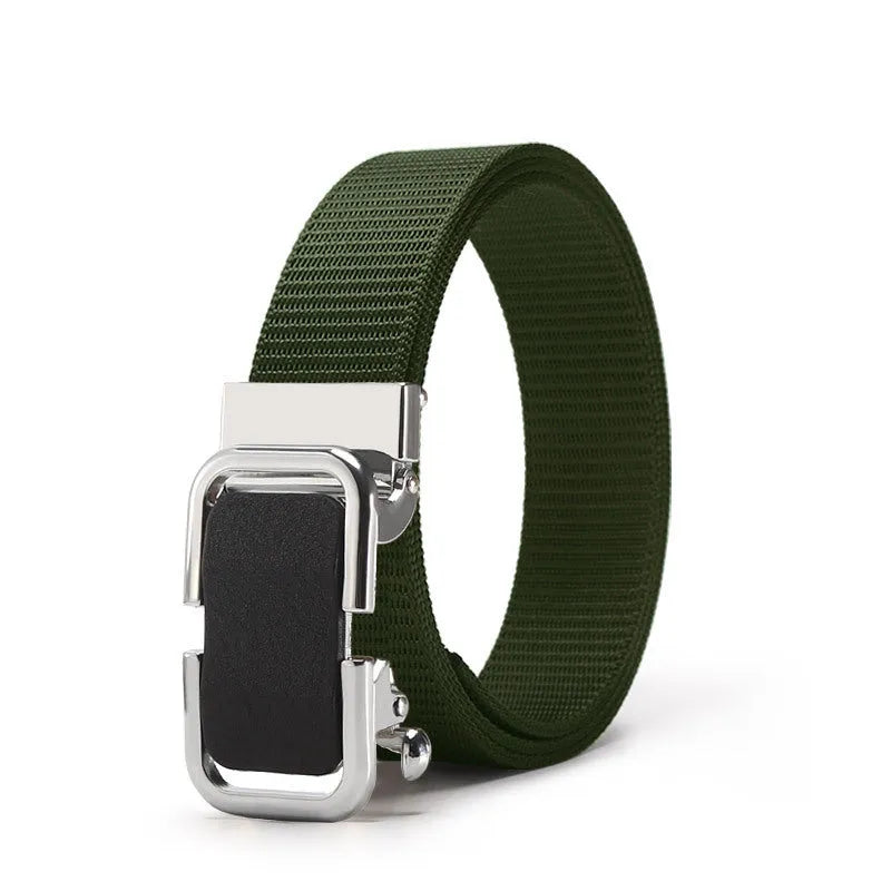 Toothless nylon canvas men's belt with alloy buckle in multiple colour options