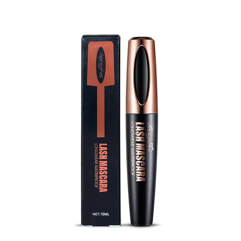 Black waterproof curling mascara with smudge-resistant formula in colour box packaging
