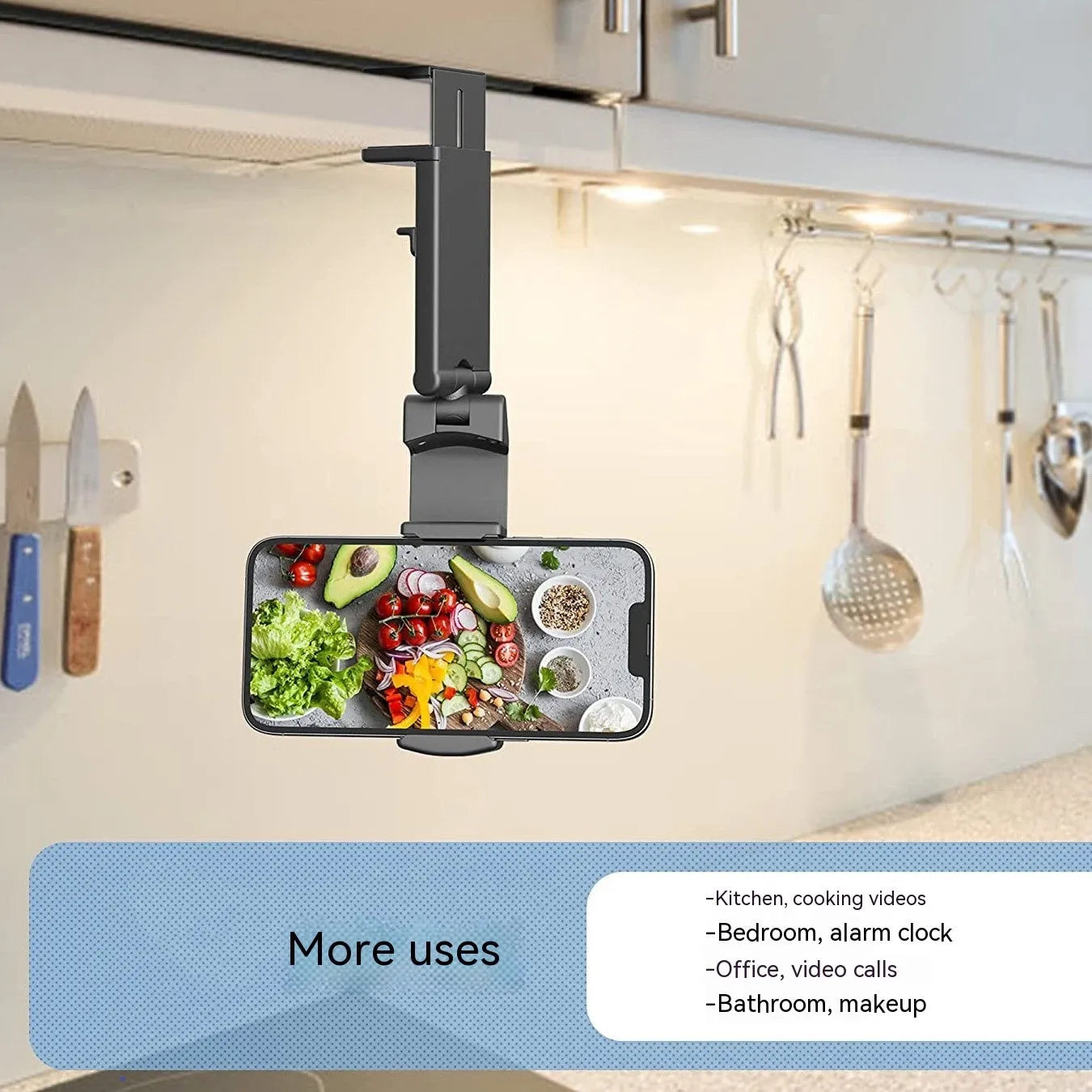 Foldable rotating universal phone holder in black, grey, or green colours