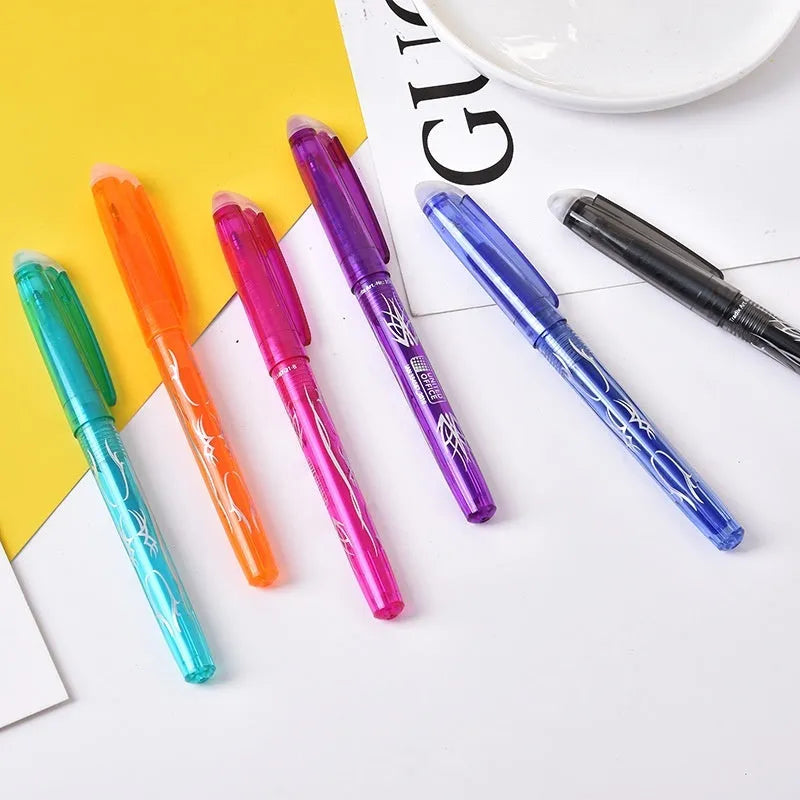 Pack of hot erasable gel pens with plastic bodies and choice of 0.5mm or 0.7mm stainless steel nibs.