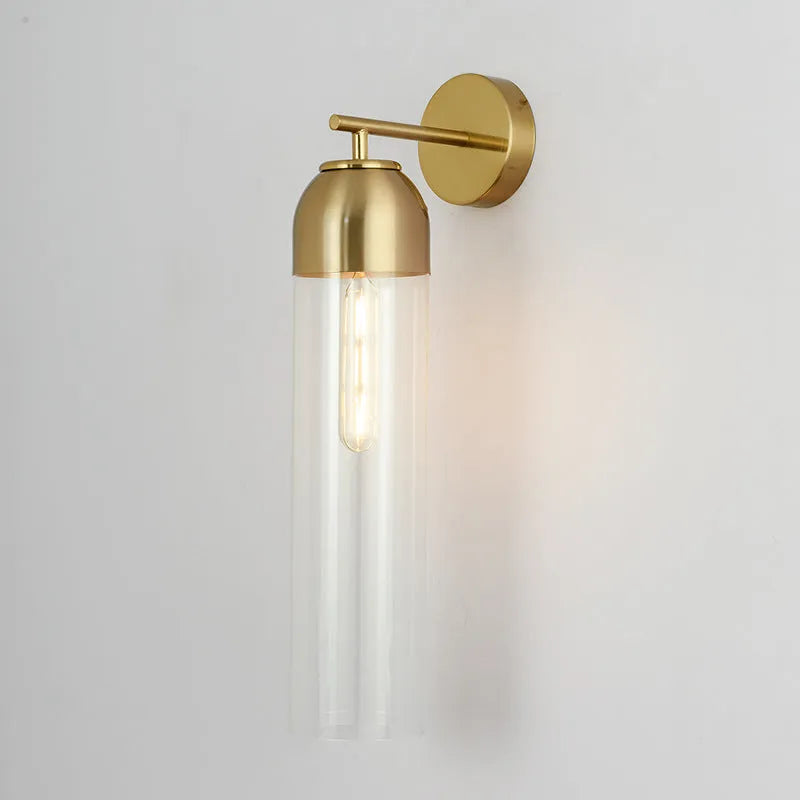 Nordic postmodern minimalist glass shade wall lamp in a modern living room setting.