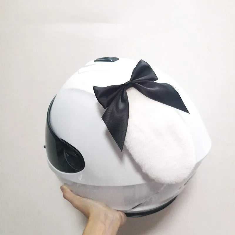 Carbon fibre rabbit ears motorcycle helmet decoration in multiple colours with matching bows