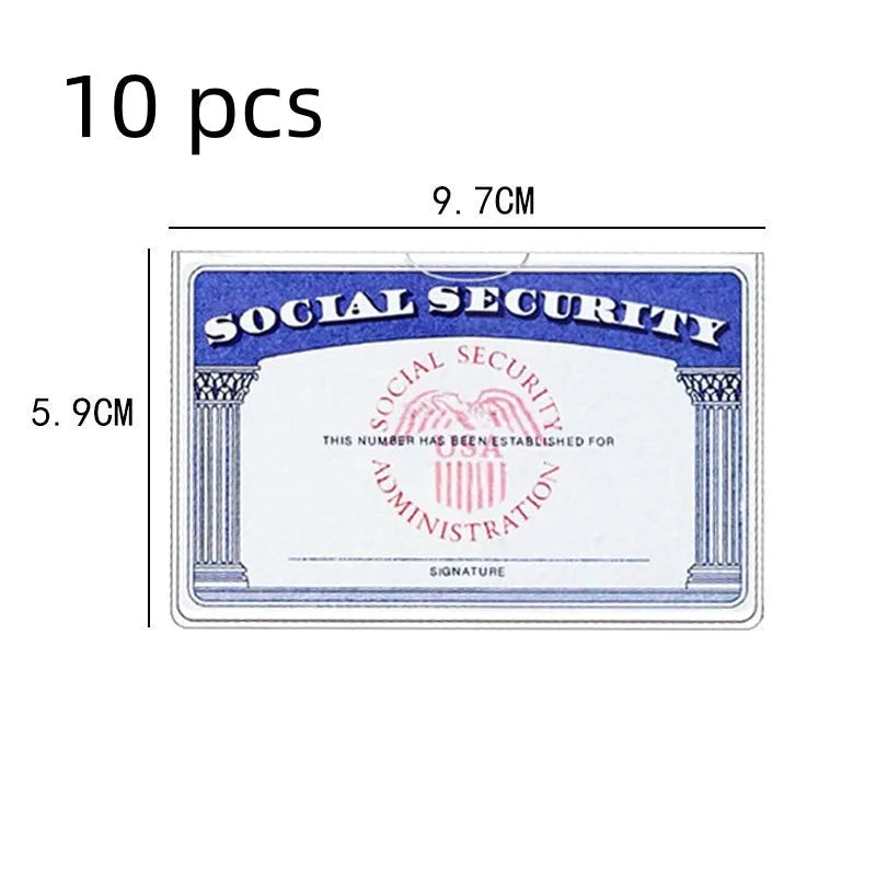 Clear transparent PVC card holder for social security and student bus cards.