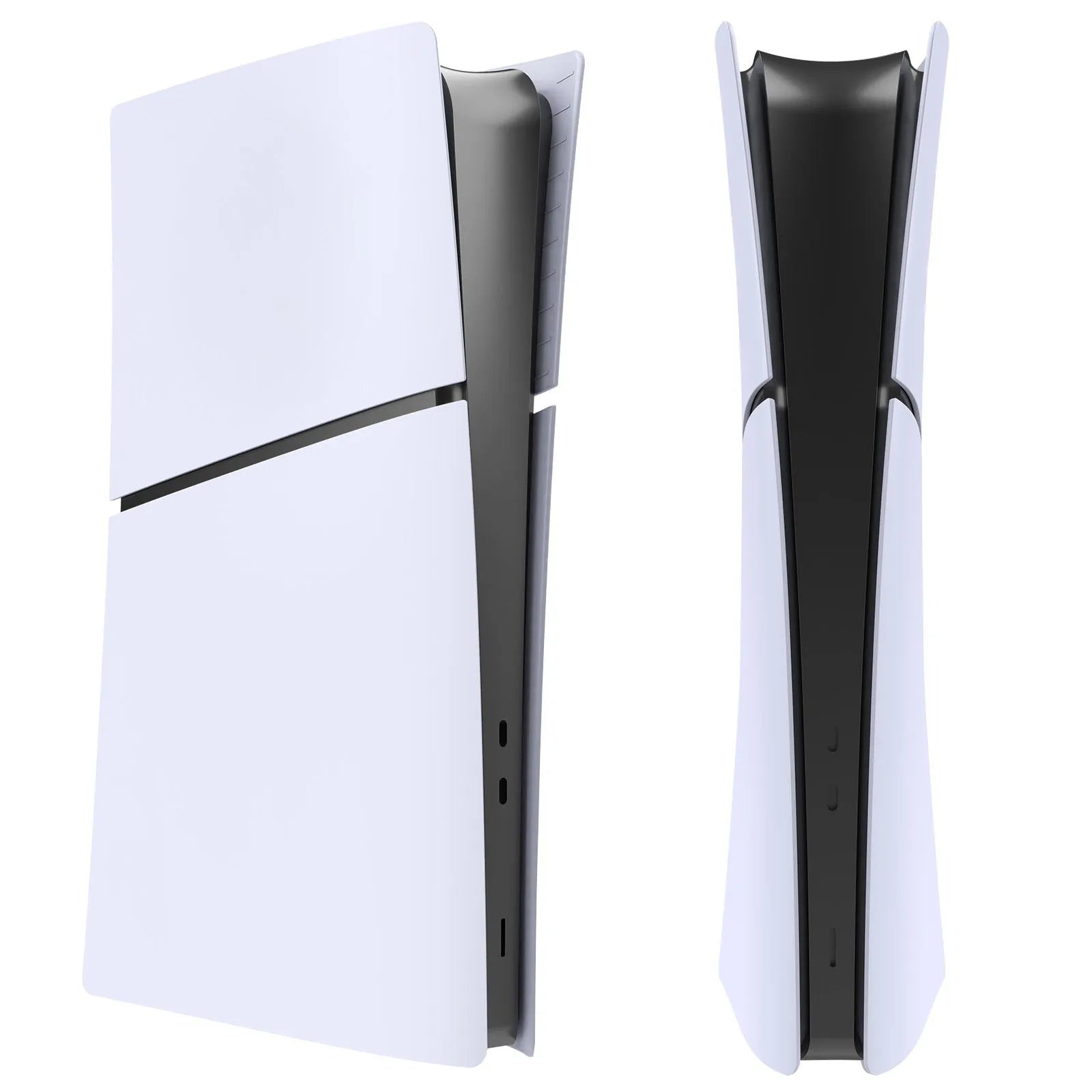 PS5 Slim replacement protective shell in ABS plastic showing colour options including blue, silver, black, red and white.