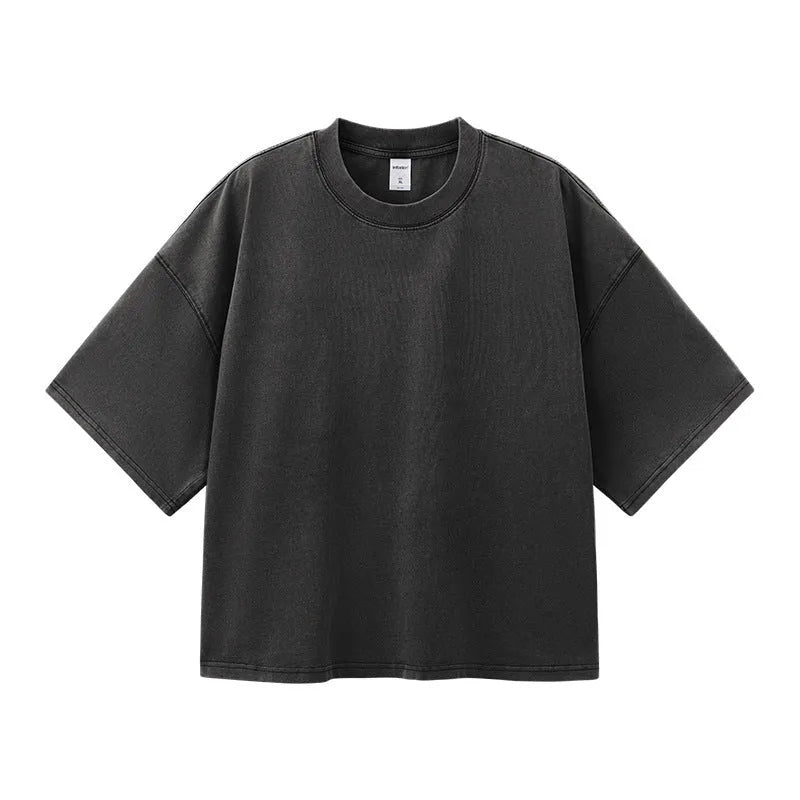 Men's washed-out vintage cotton T-shirt in loose fit with drop-shoulder sleeves