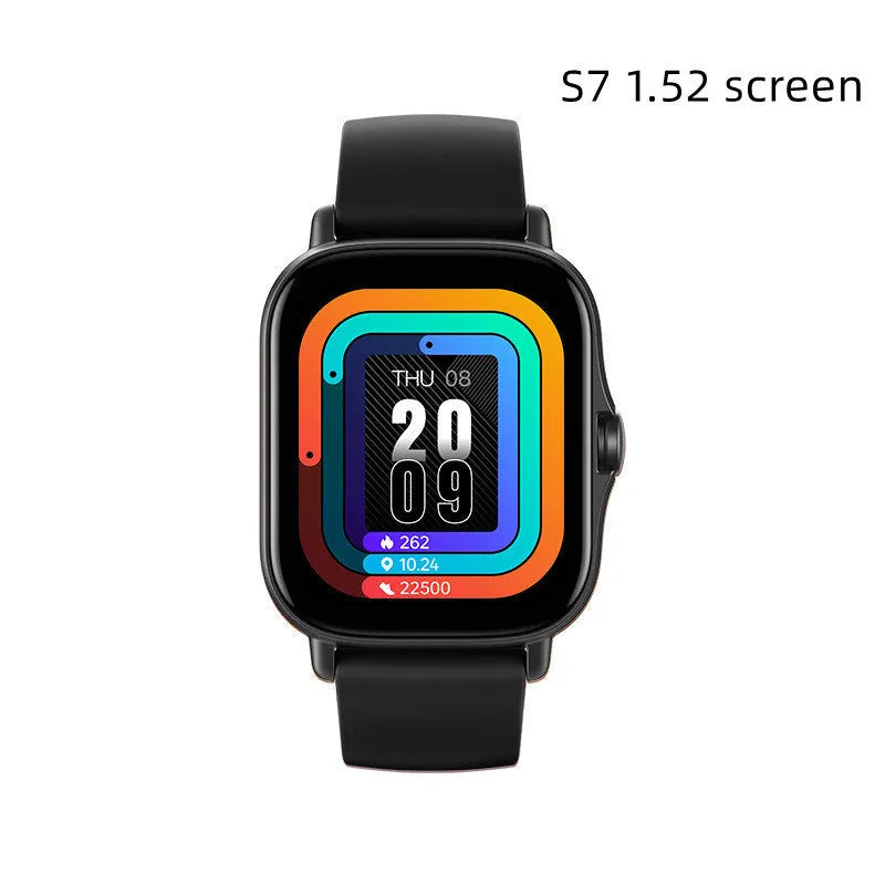 GT20 black alloy smartwatch with silicone strap showing heart rate monitoring on screen
