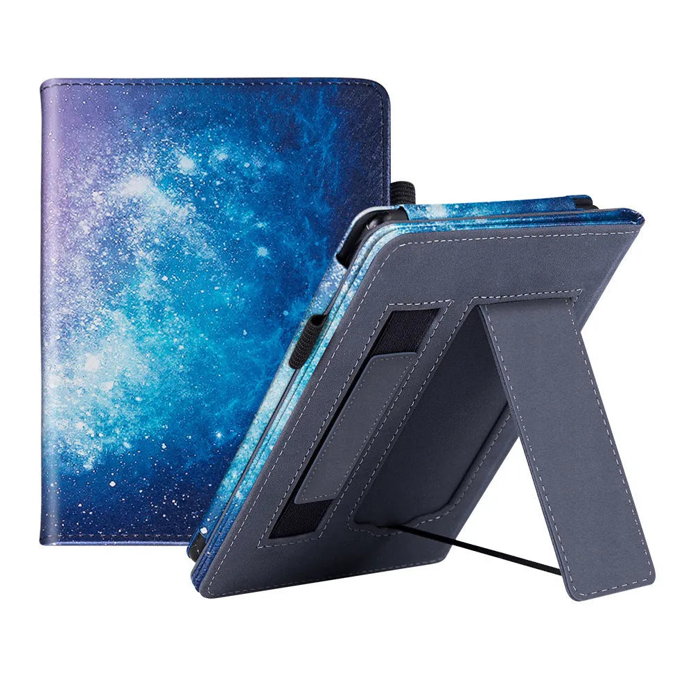 Kindle Paperwhite 5 calf leather case with wrist splint bracket in black