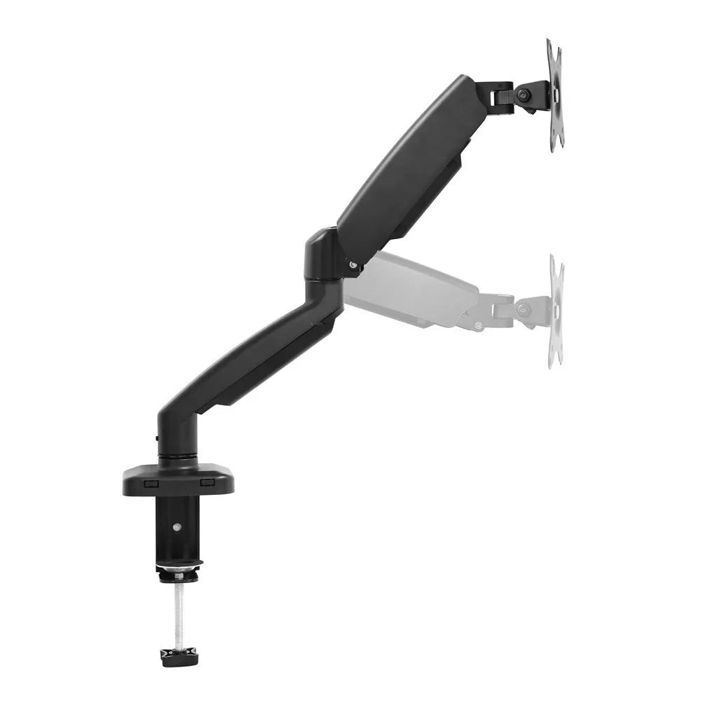 Black LCD screen rotating telescopic bracket elevated rack on desk with adjustable height and rotation mechanism