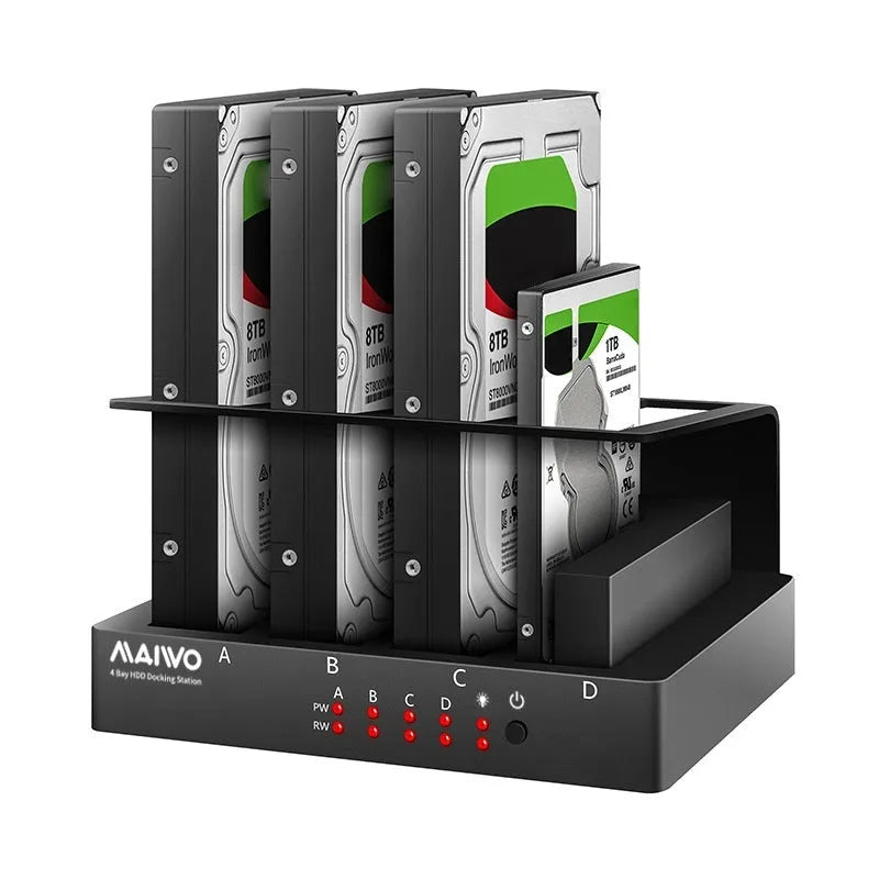 K305BU3S external four-bay hard drive docking station with cables and four 2.5-inch brackets