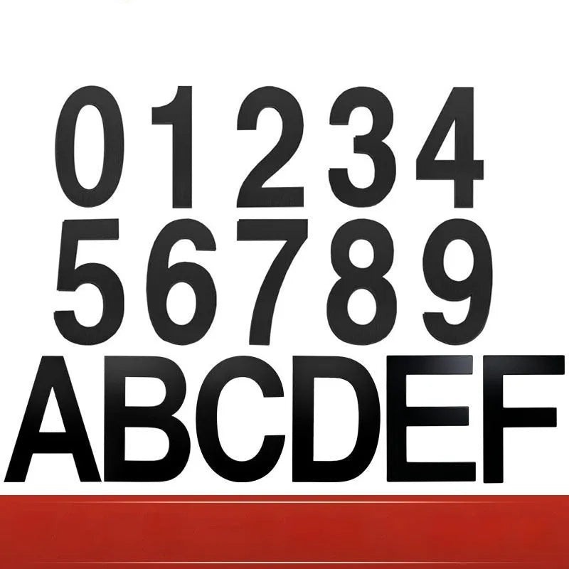 Black stainless steel adhesive house number showing 7.5cm character on backing