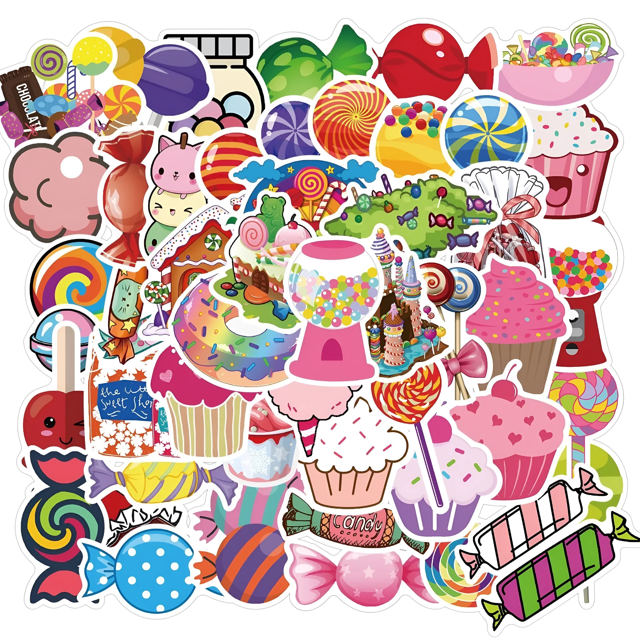 Candy series graffiti stickers colourful cartoon designs adhesive 4-6cm size