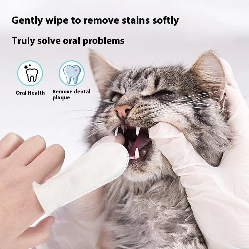 Pack of 50 white non-woven fabric pet dental cleaning finger stalls