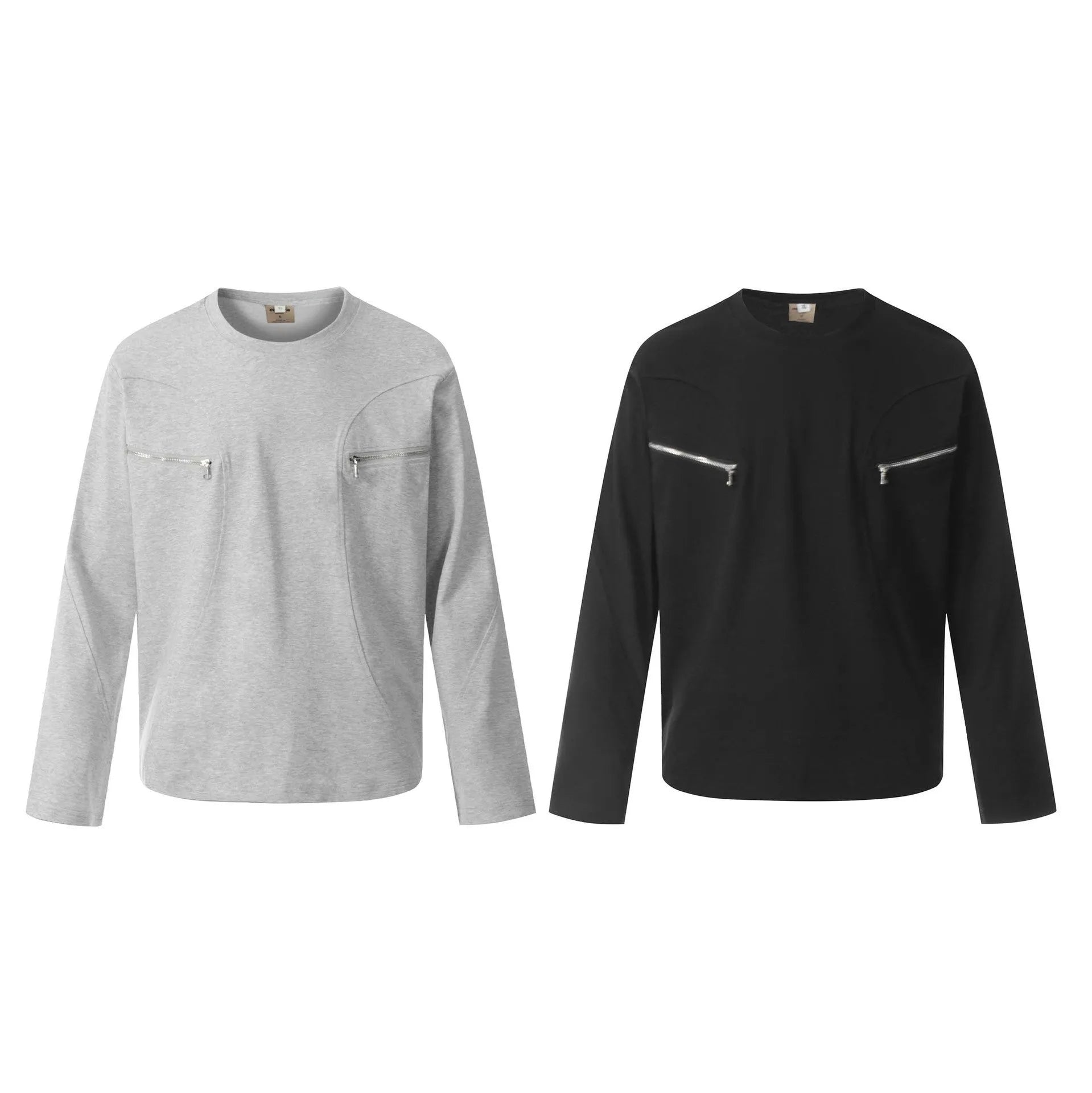 Mens loose-fitting cotton pullover with long sleeves in American retro style
