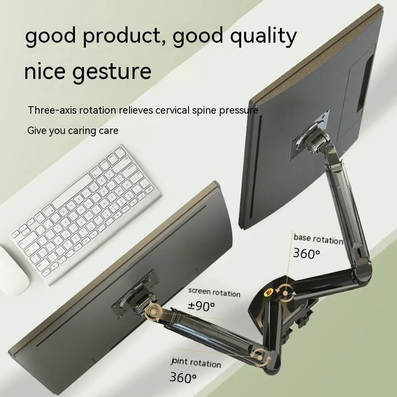 Dual screen computer monitor lifting bracket with aluminium alloy frame on a desk