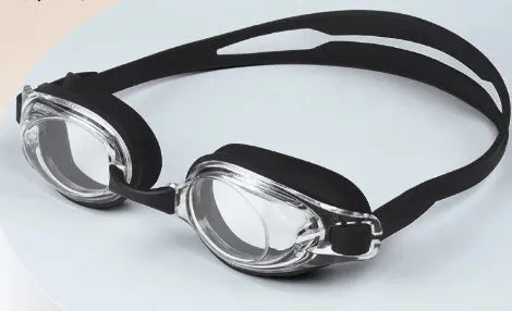 Myopia swimming goggles with case, available in plain colours and 200-600 degree prescriptions.