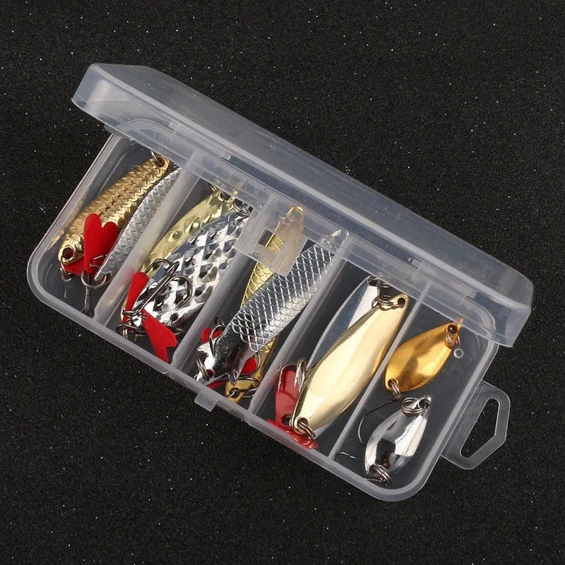 Sequin fishing lure set with metal sequins on box iron false bait in assorted colours