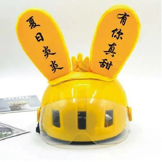 Rabbit Glow Ears locomotive-themed helmet ornament with velcro bottom attachment