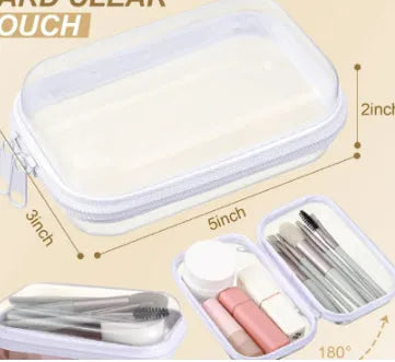 Transparent PET plastic zipper pencil case storage bag in extra small rectangle size 12x7.5x5cm
