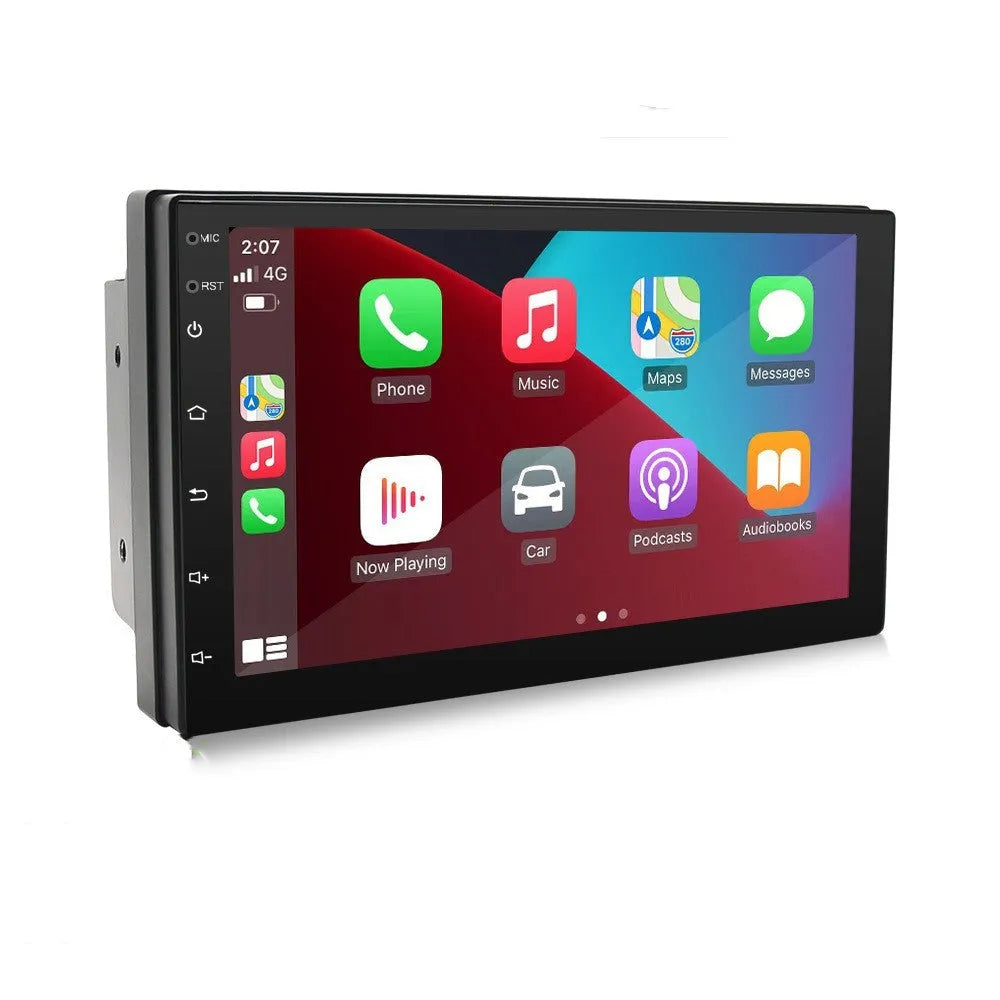 Black universal car MP5 player with 7-inch screen, GPS navigation and integrated radio for manual transmission vehicles