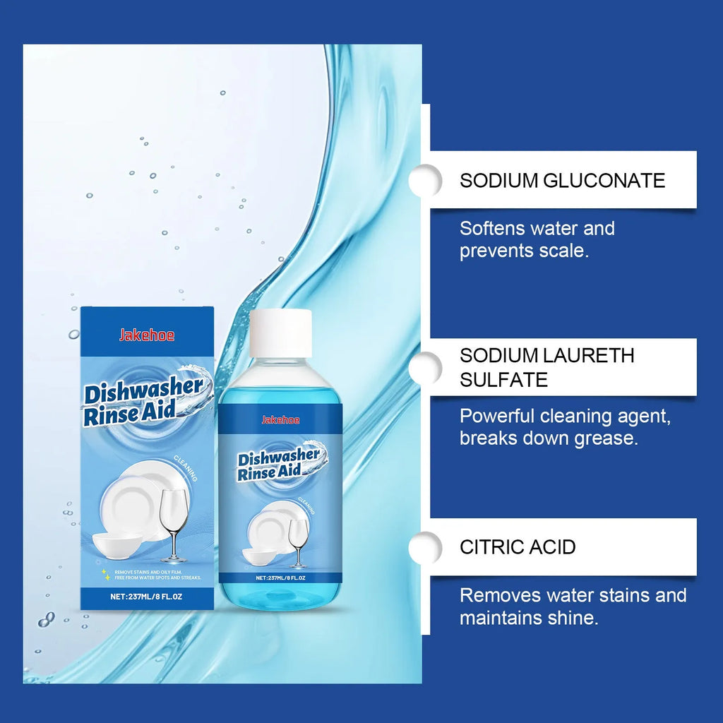 237mL dishwasher detergent aid bottle for cleaning oil and stains from plates and kitchenware